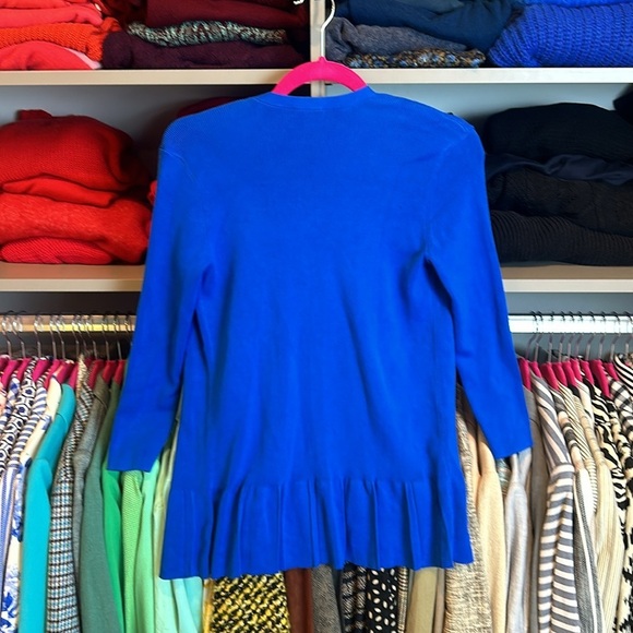 Talbots royal blue 3/4 quarter sleeve open front peplem cardigan size XS NWT - Picture 3 of 3